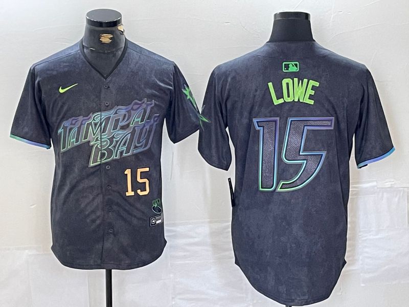 Men Tampa Bay Rays #15 Lowe Black City Edition Nike 2024 MLB Jersey style 2->tampa bay rays->MLB Jersey